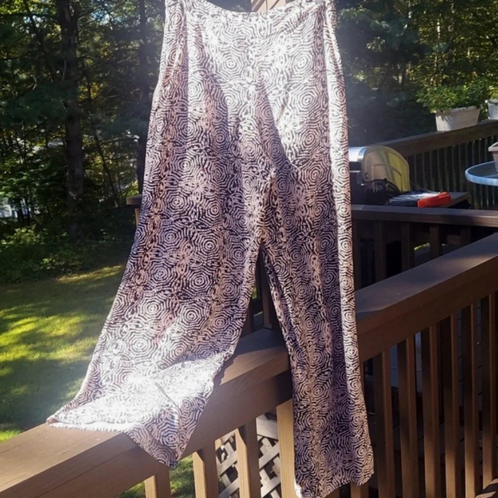 Solitaire Palazzo Abstract Black/Tan Womens Pants Sz M